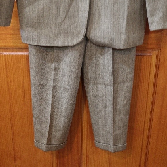 Ultimo Vintage Green Brown Pant Suit Blazer Longline Career Size 12 - Picture 3 of 16